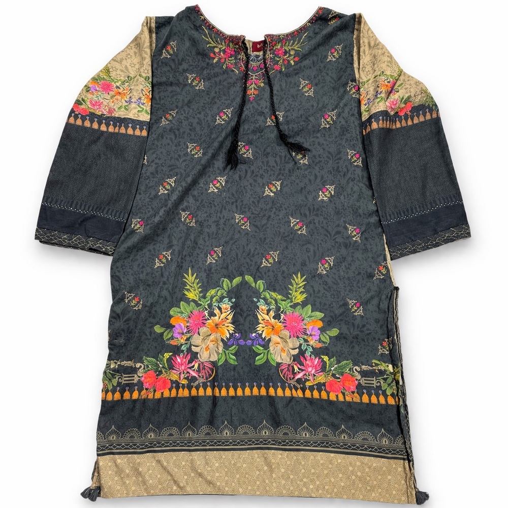 Binsaeed Embroidered Kurti Tunic Boho Floral Modest Festival Size 16